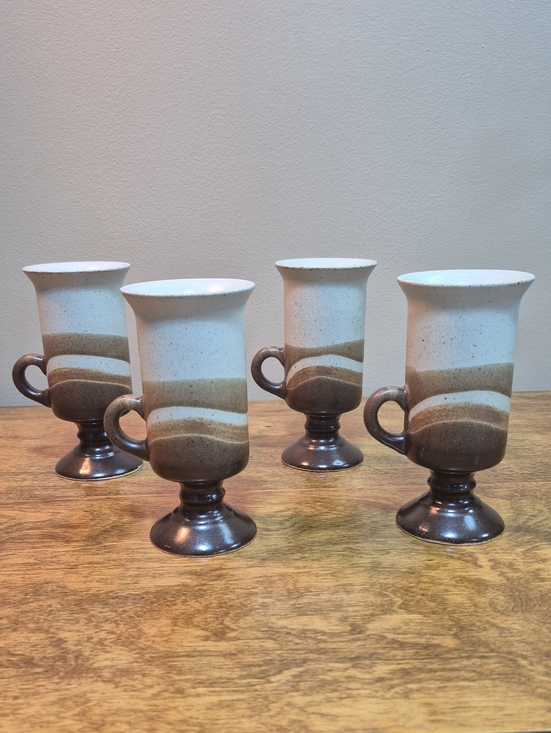 Otagiri Other - OTAGIRI Vintage 1970s Earthenware Stoneware Pedestal Footed Mugs, Set of 4